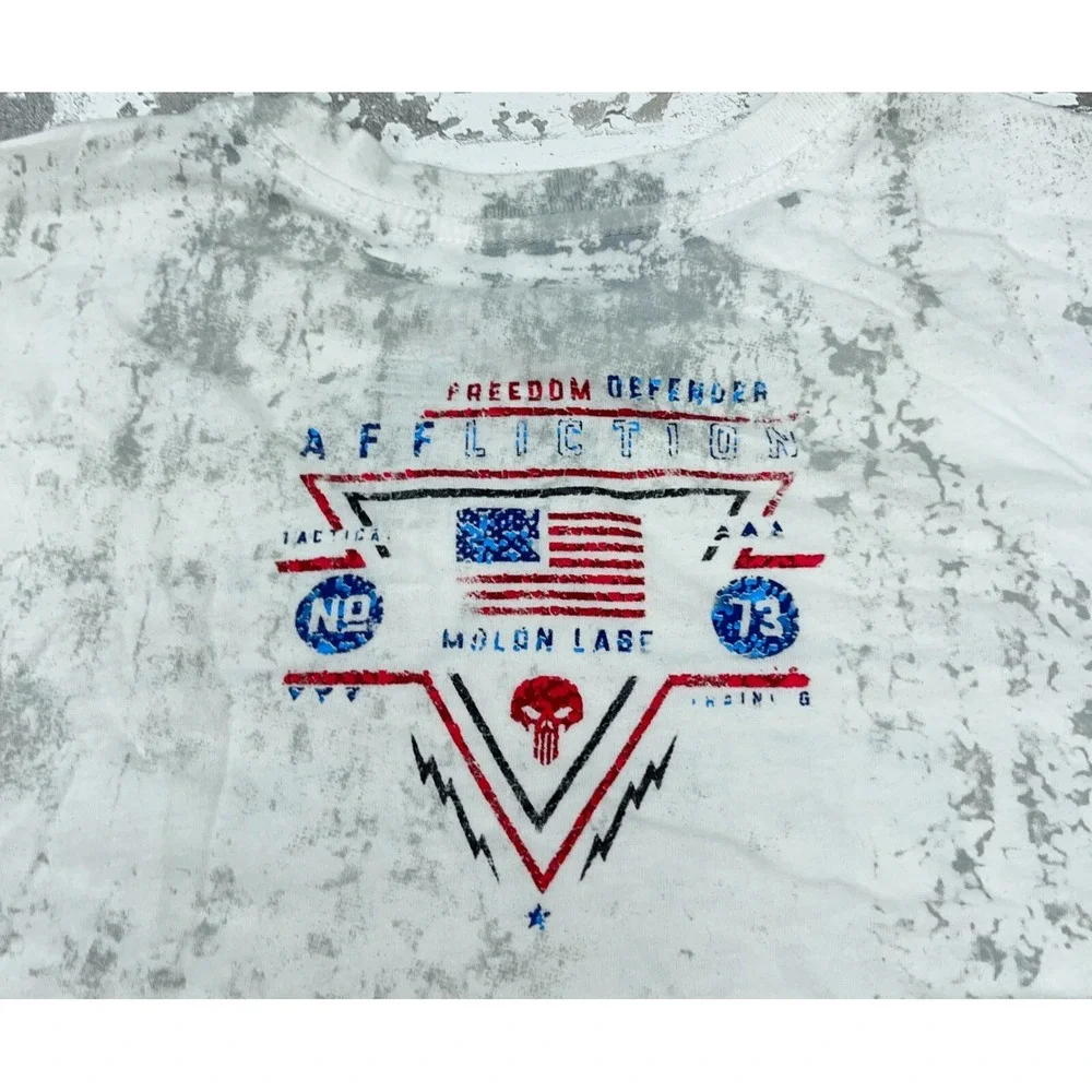 Affliction Shirt Men XL White Tee Freedom Defender Rifle Gun MMA Military Adult - Picture 6 of 10